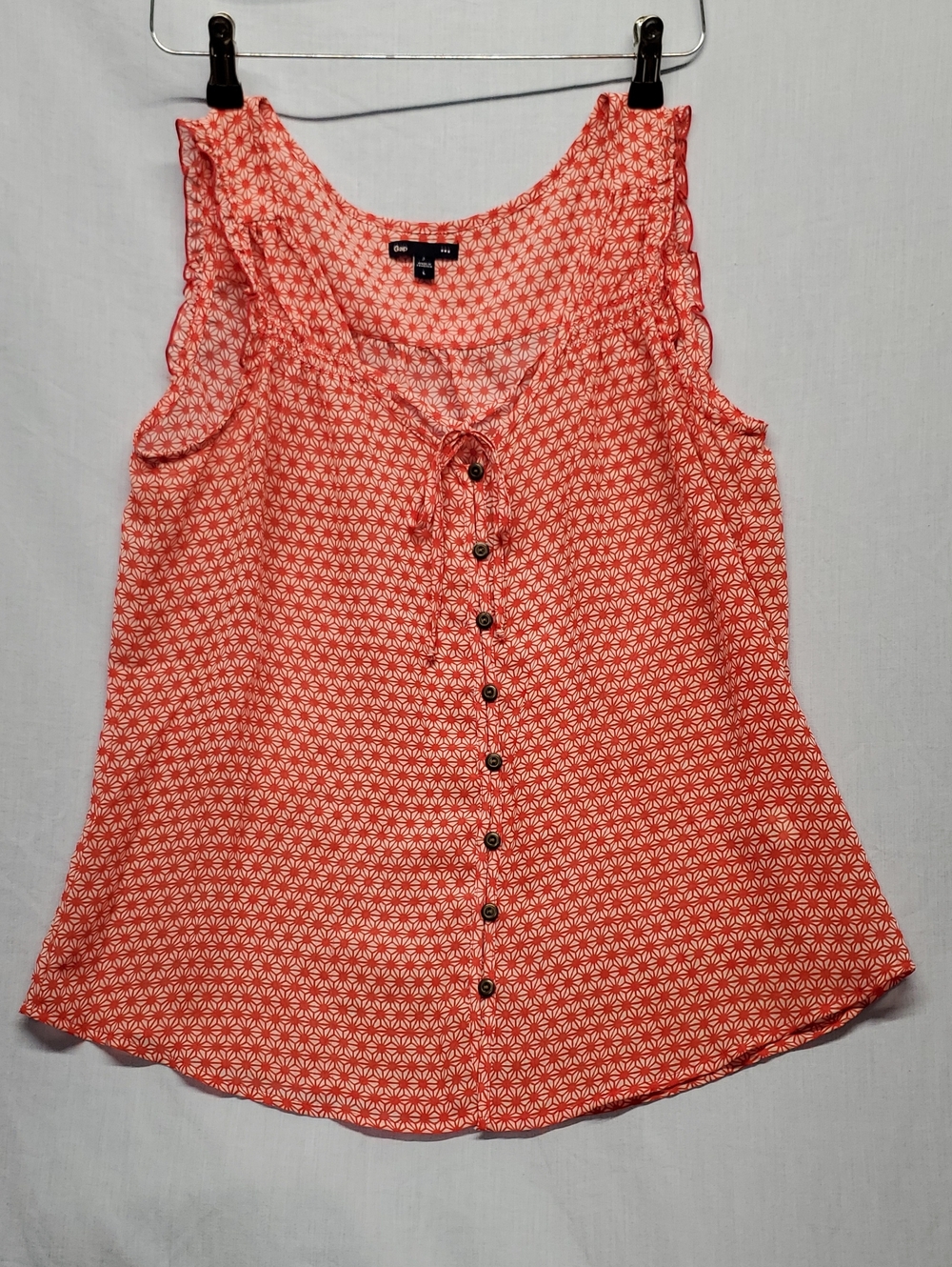 Gap Coral Geometric Button-Front Ruffle Camisole #401